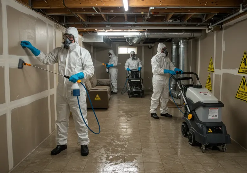 Basement Moisture Removal and Structural Drying process in Mechanicsburg, OH